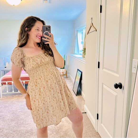 Tuckernuck Wray Orange Floral Cotton Mini Dress Large - Picture 1 of 11